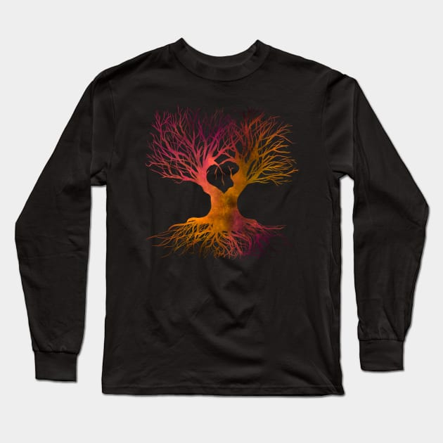 Red Magic Tree Of The World Long Sleeve T-Shirt by VictoriaLehnard